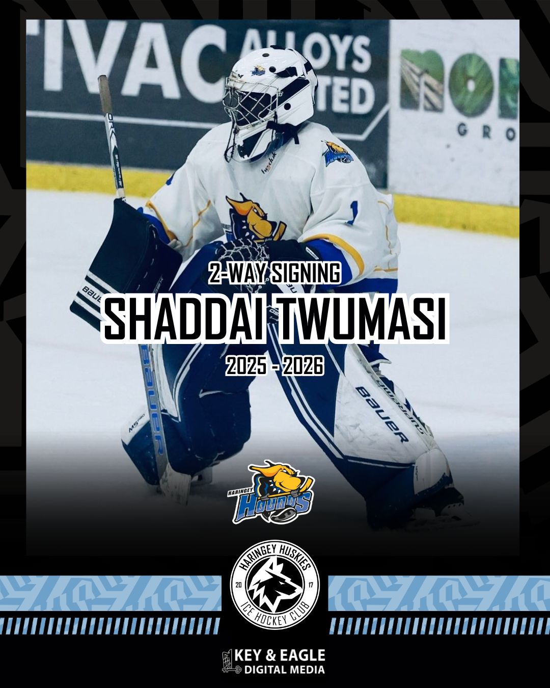 HOUNDS NETMINDER SHADDAI TWUMASI AGREES 2-WAY WITH HUSKIES